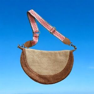 Anthropologie Tan and Cream Crossbody Bag